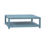 Outside The Box 47x47x16 Milan Mahogany Linen Wrapped Square Coffee Table In Azure - FAZR