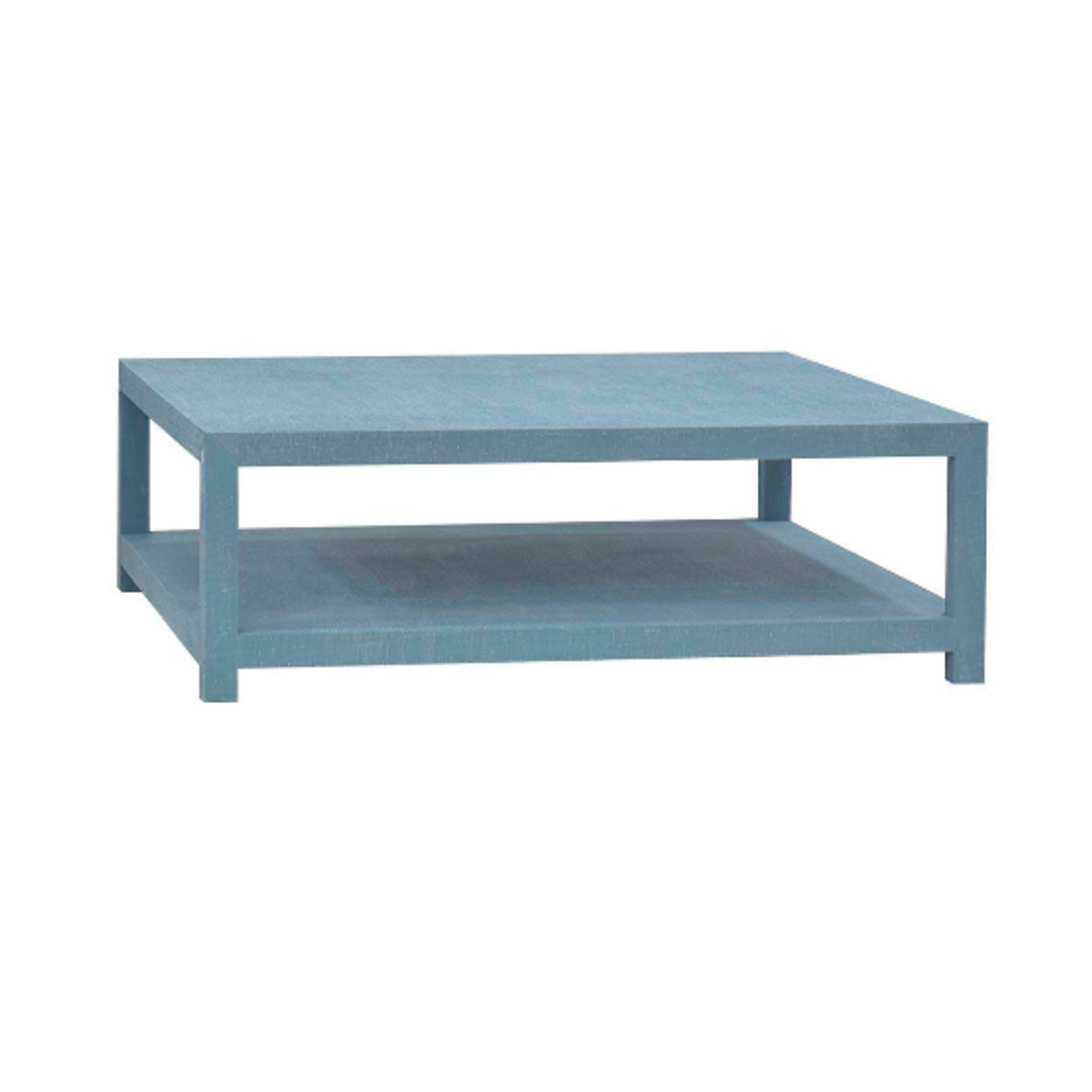 Outside The Box 47x47x16 Milan Mahogany Linen Wrapped Square Coffee Table In Azure - FAZR