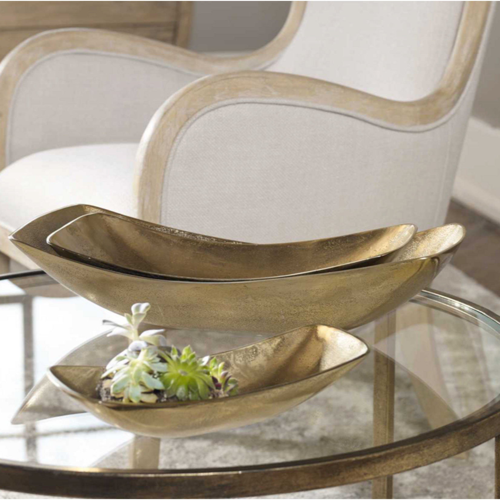 Outside The Box 20", 16" & 13" Set Of 3 Ana  Antique Brass Bowls