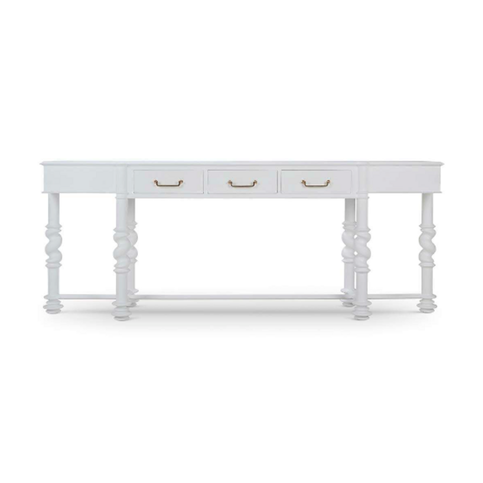 Outside The Box 92x18x36 Limehouse Solid Mahogany 3 Drawer Console Table In Rugged White - RGW