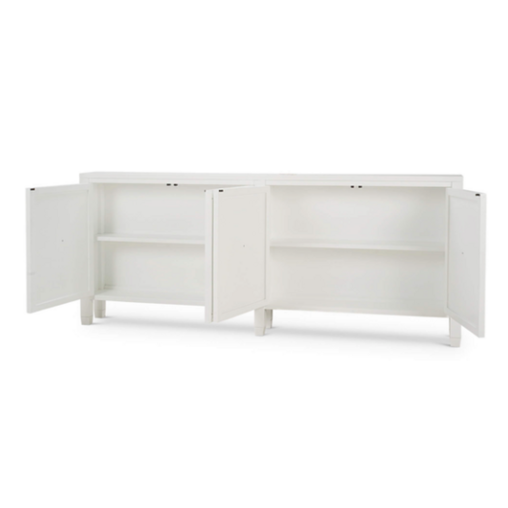 Outside The Box 90x9x38 Knightsbridge Solid Mahogany 4 Door Slim Sideboard In White - TRW