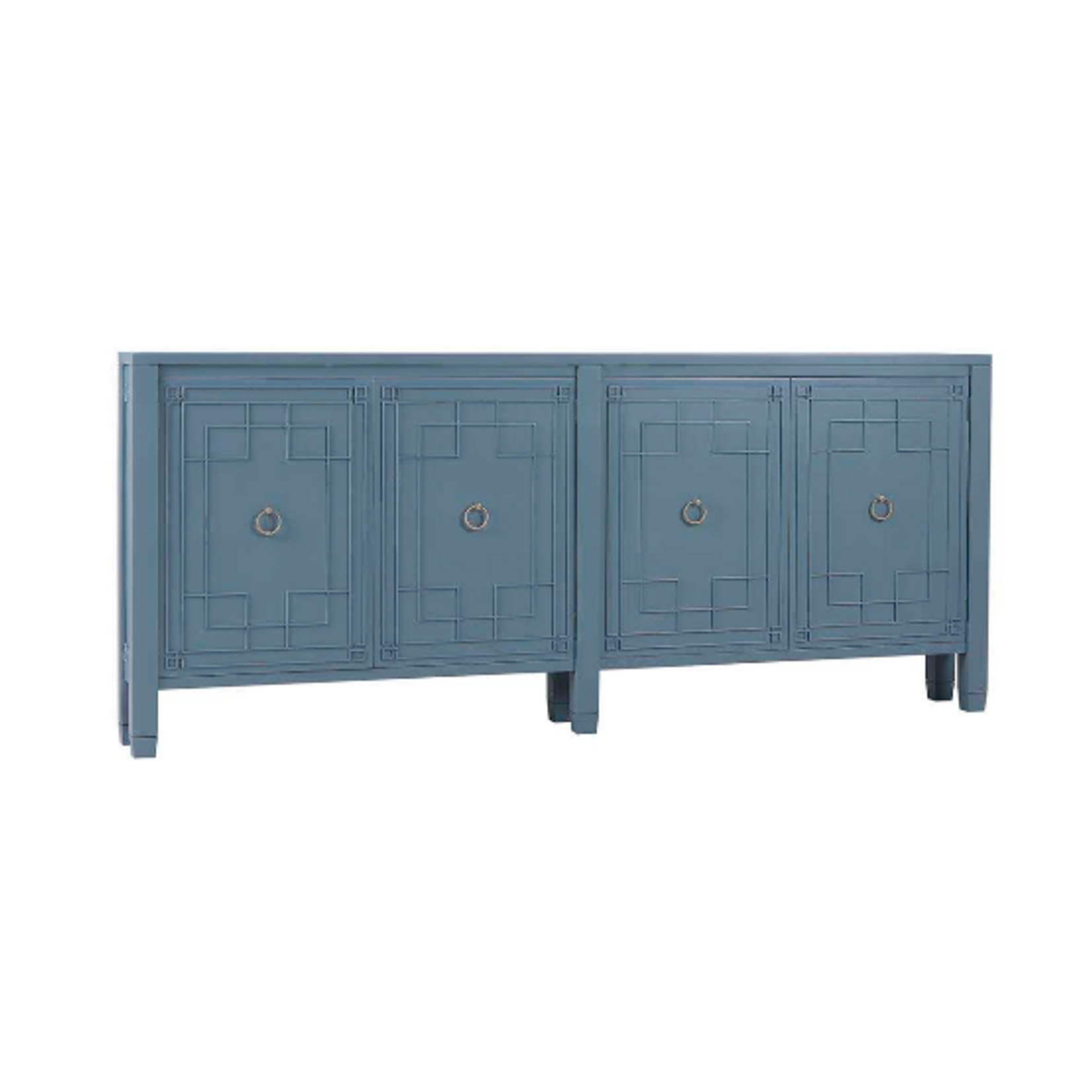 Outside The Box 90x9x38 Knightsbridge Solid Mahogany 4 Door Slim Sideboard In Shale Blue - SHB