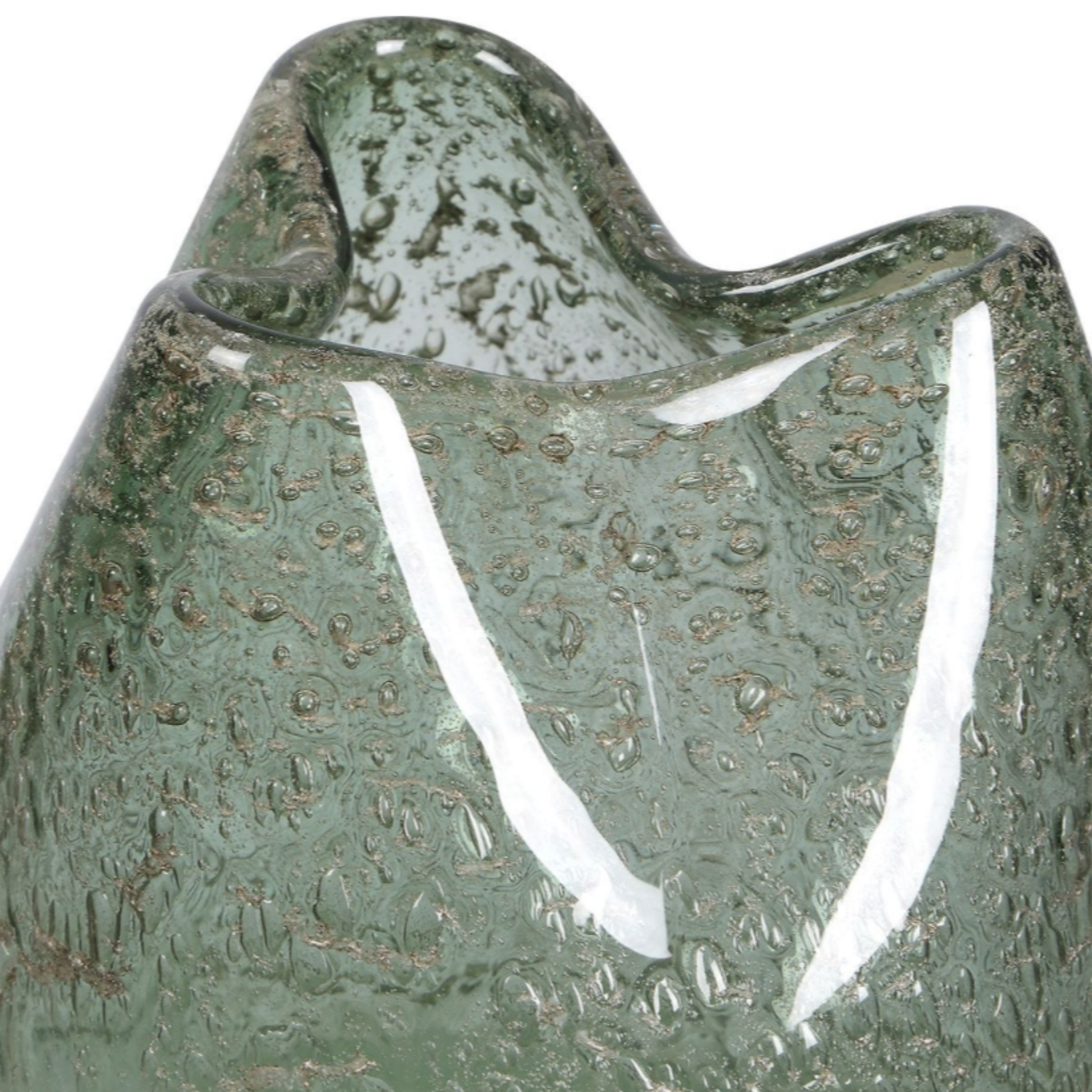 Outside The Box 12" & 9" Set Of 2 Chianti Bluish-Green & Milky White Glass Vases