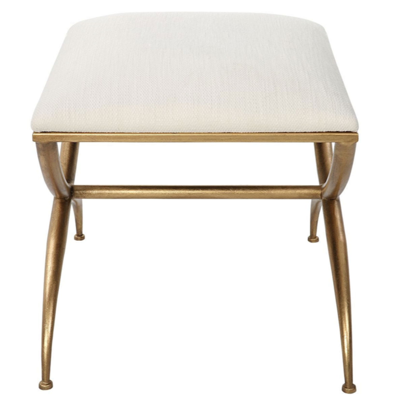 Outside The Box 24x20x18 Crossing White Upholstered Fabric With Antique Gold Frame Bench
