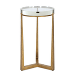 Outside The Box 24x14 Midas Crystal Top & Antique Gold Round Accent Table