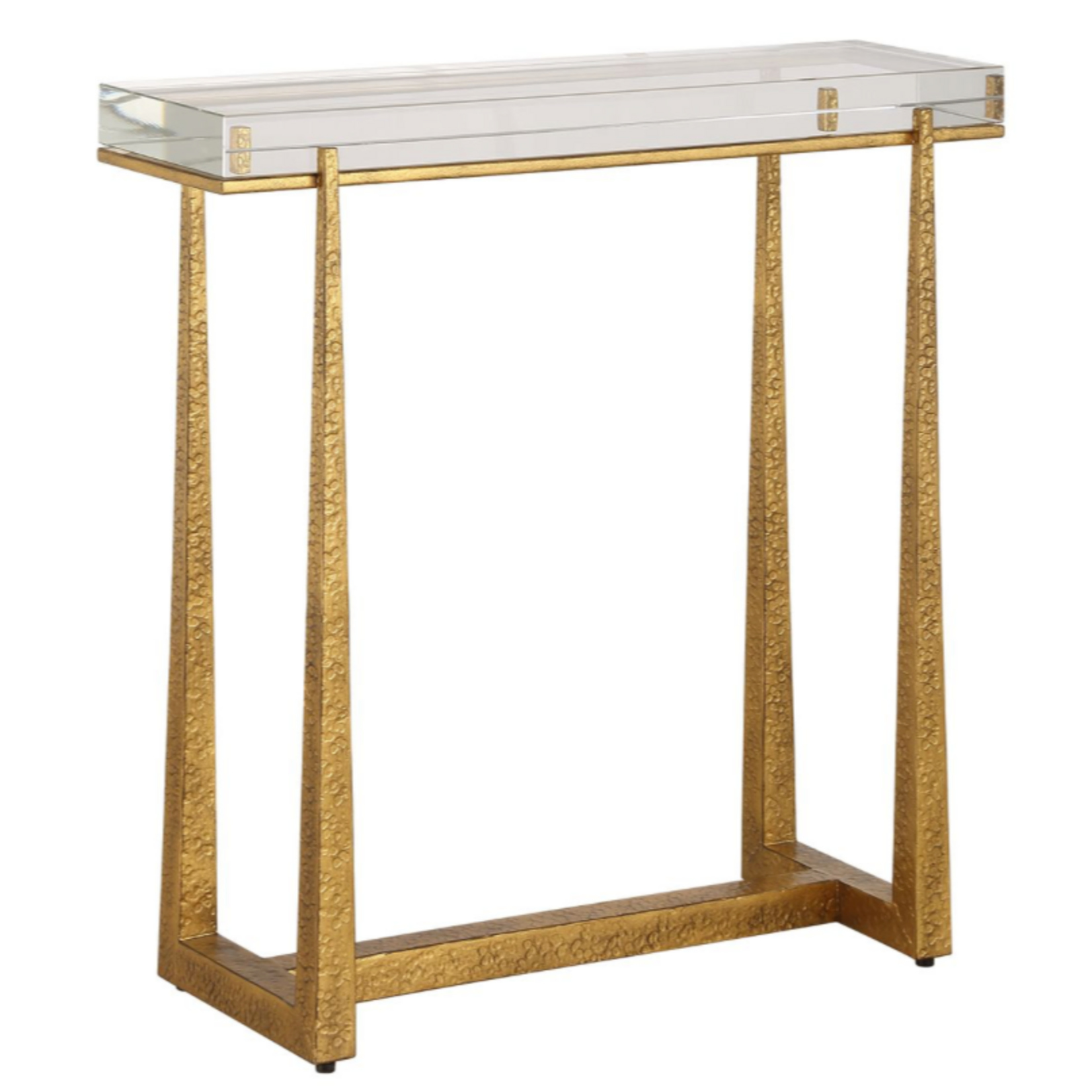 Outside The Box 24x24x9 Midas Crystal Top & Antique Gold Accent Table