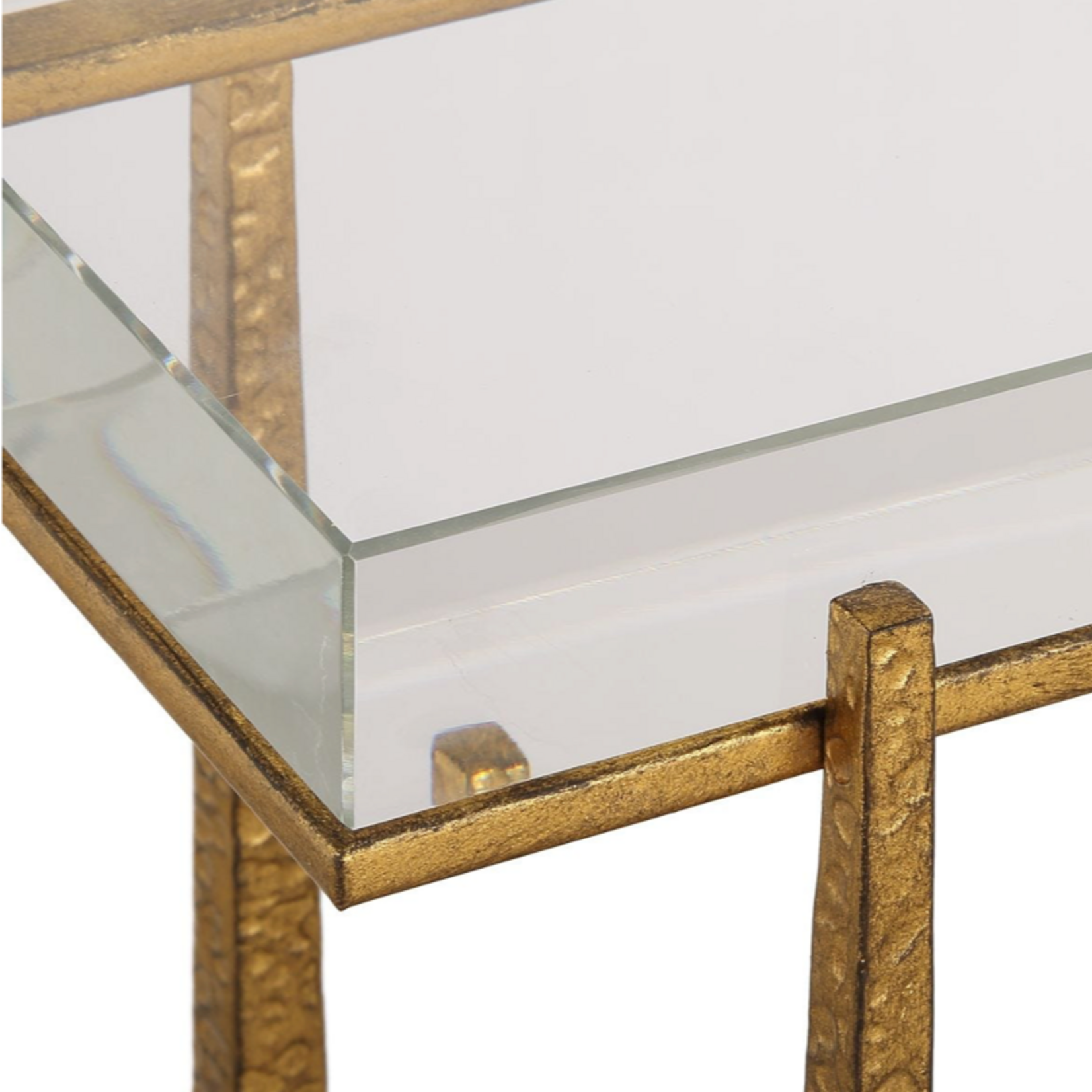 Outside The Box 24x24x9 Midas Crystal Top & Antique Gold Accent Table
