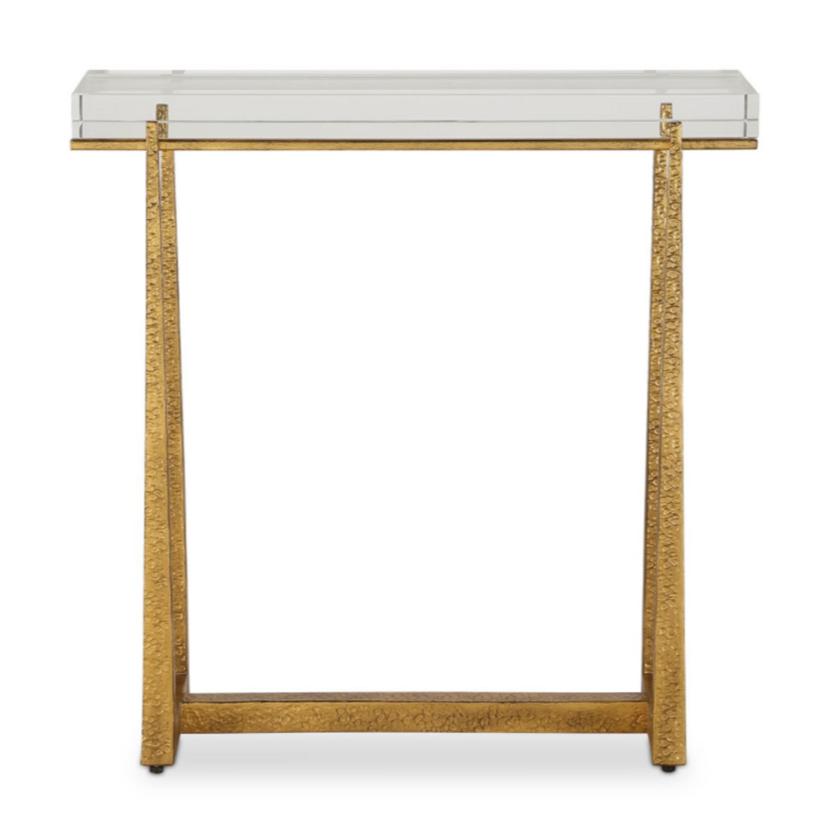 Outside The Box 24x24x9 Midas Crystal Top & Antique Gold Accent Table