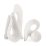 Outside The Box 15" & 9" Set of 2 Silent Wave White Curves Man-Made Stone Sculpture