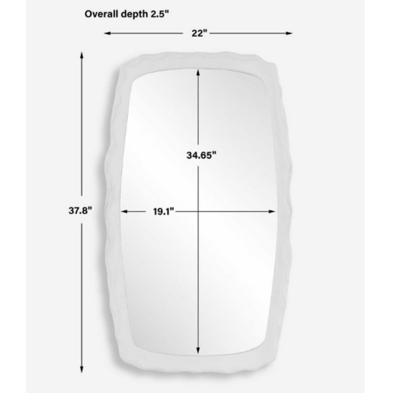 Outside The Box 22x38 Marbella Matte White Rectangular Mirror