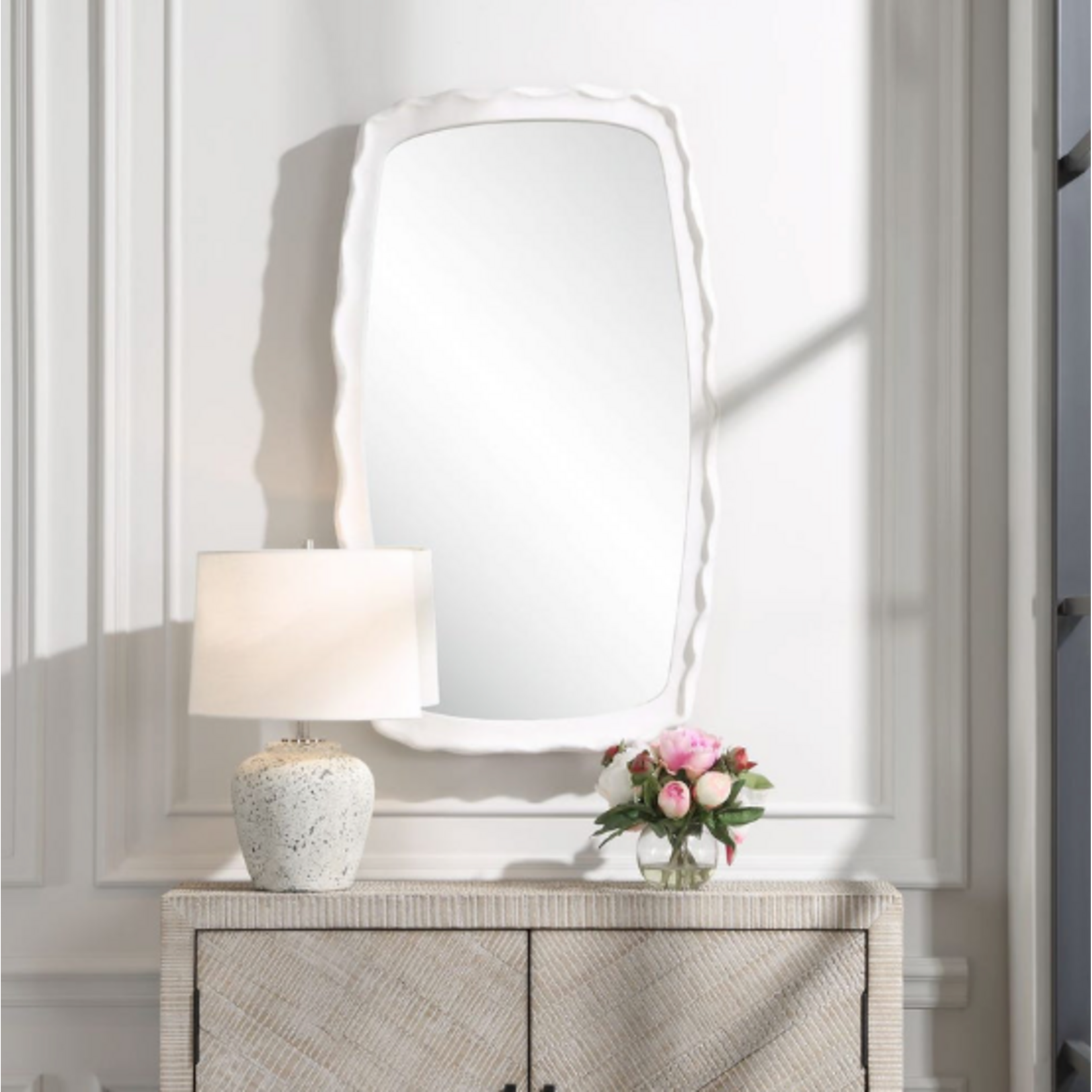 Outside The Box 22x38 Marbella Matte White Rectangular Mirror