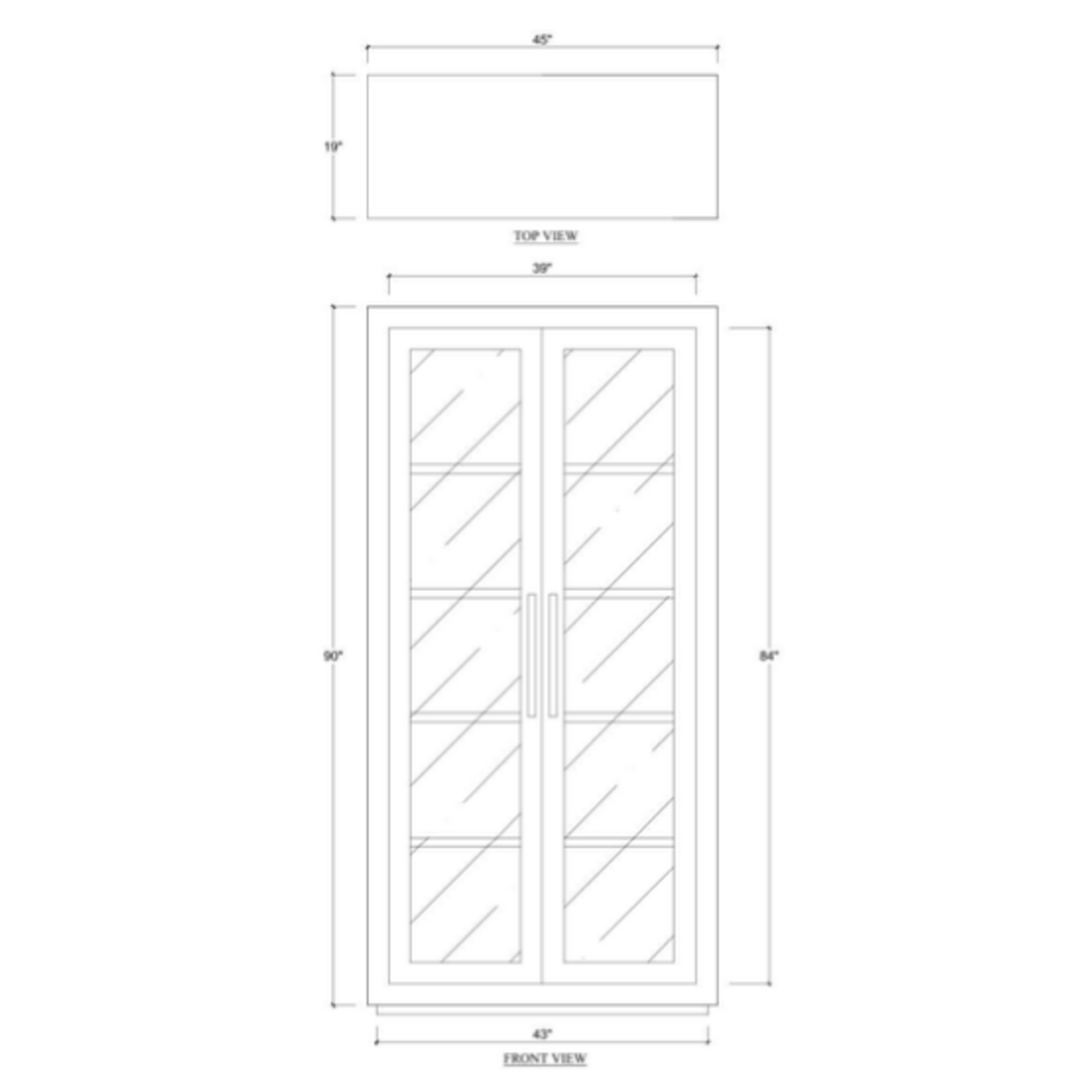 Outside The Box 91x19x45 Tuscan Rustic Weathered Distressed Teak 2 Glass Door Cabinet In Natural - TNT