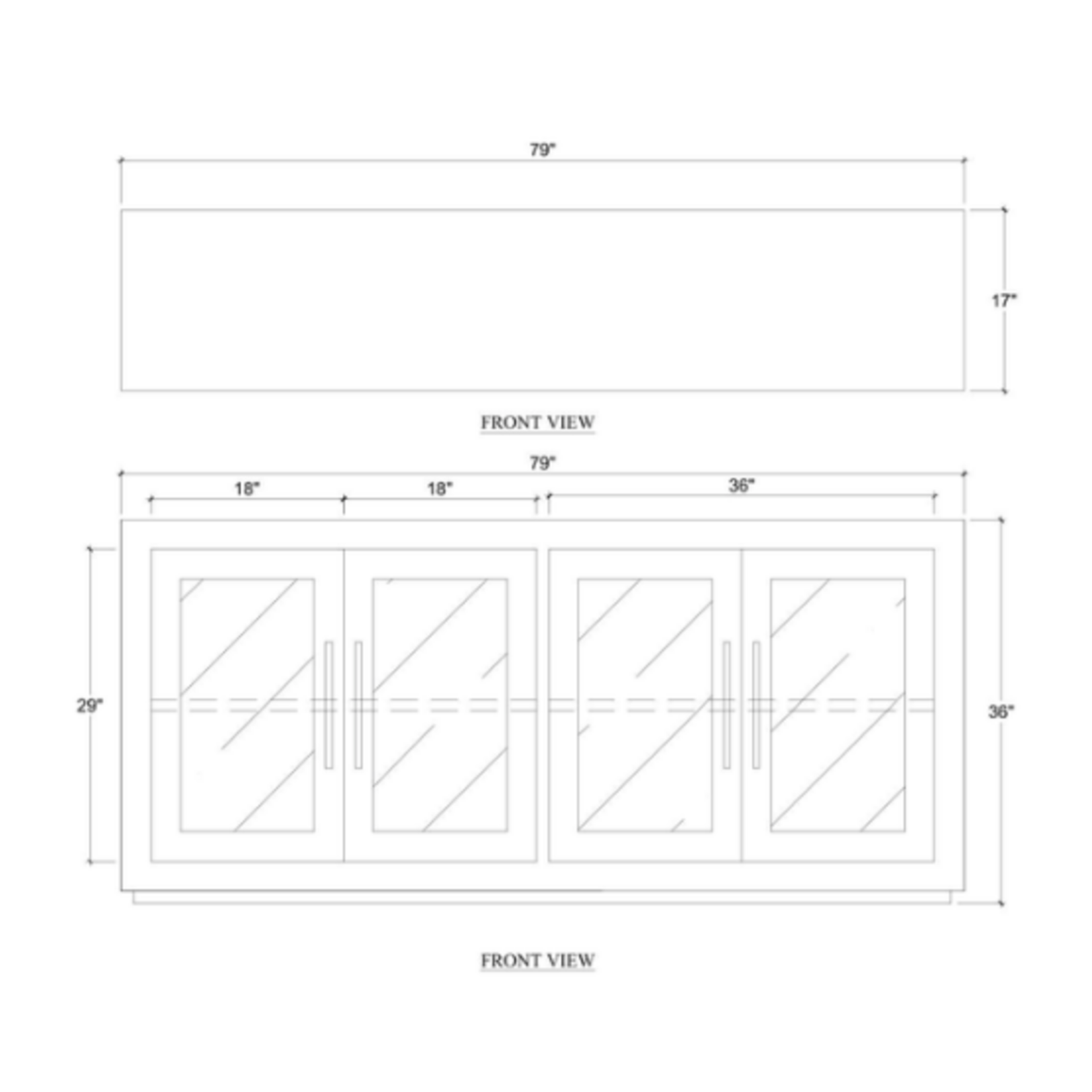 Outside The Box 79x17x36 Tuscan Rustic Weathered Distressed Teak Wood 4 Glass Door Sideboard In Natural - TNT