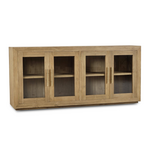 Outside The Box 79x17x36 Tuscan Rustic Weathered Distressed Teak Wood 4 Glass Door Sideboard In Natural - TNT