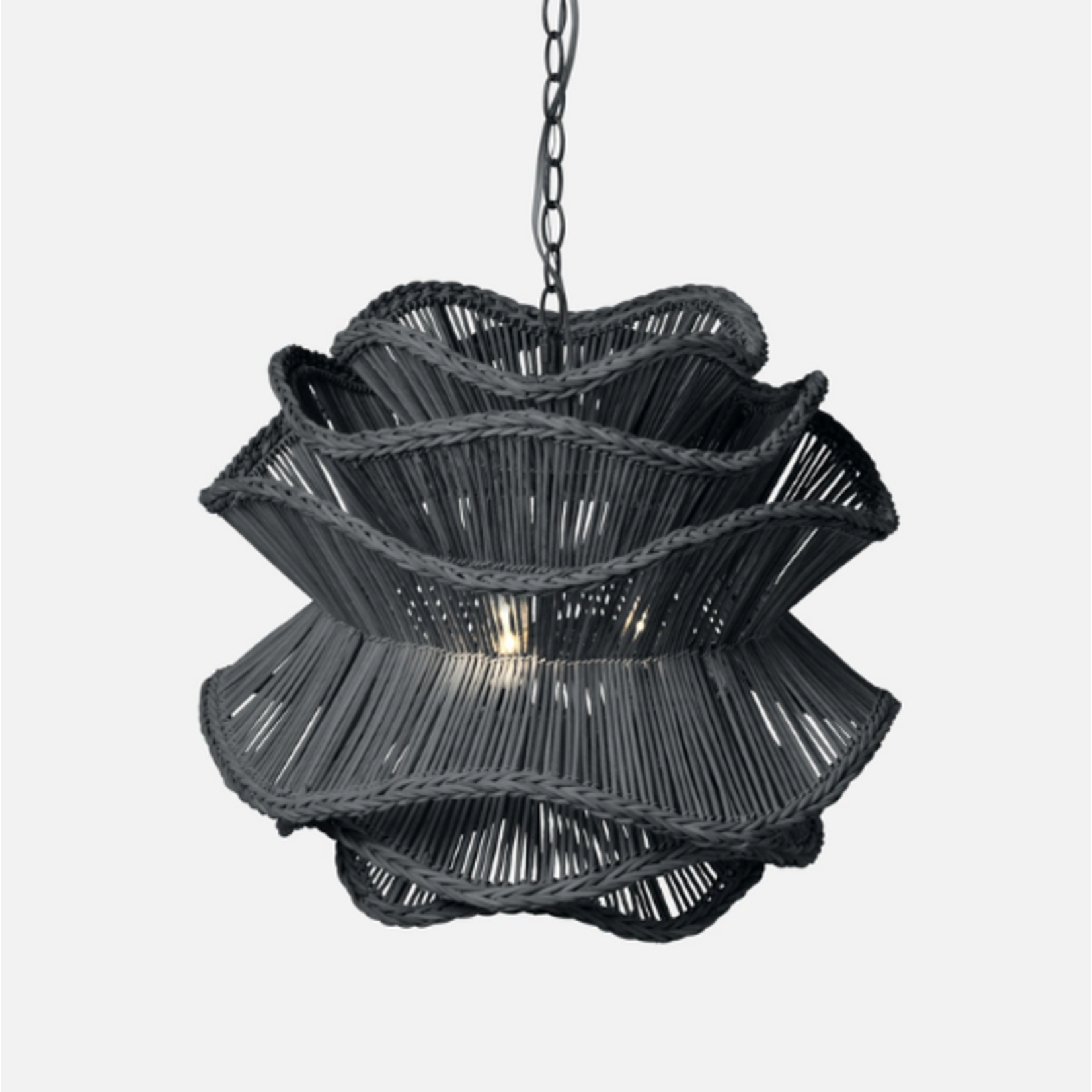 Outside The Box 18" Made Goods Alondra Dark Charcoal Rattan Chandelier