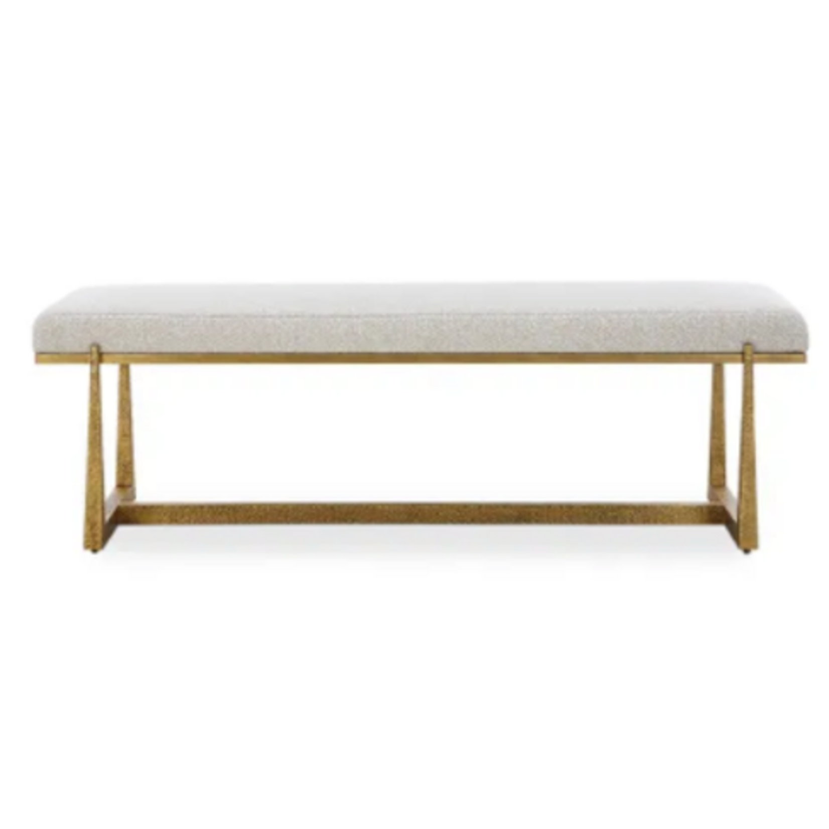 Outside The Box 60"x18"x20" Midas White Upholstered Top & Antique Gold Bench