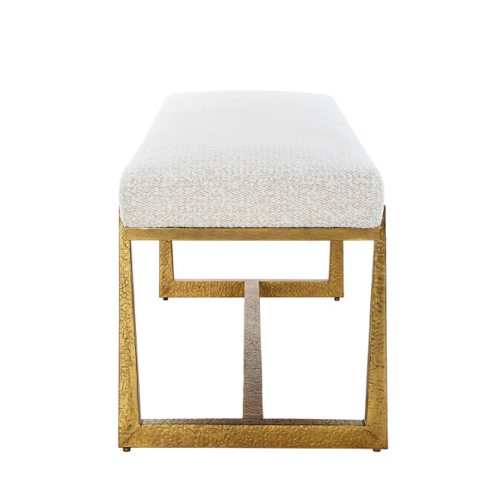 Outside The Box 60"x18"x20" Midas White Upholstered Top & Antique Gold Bench