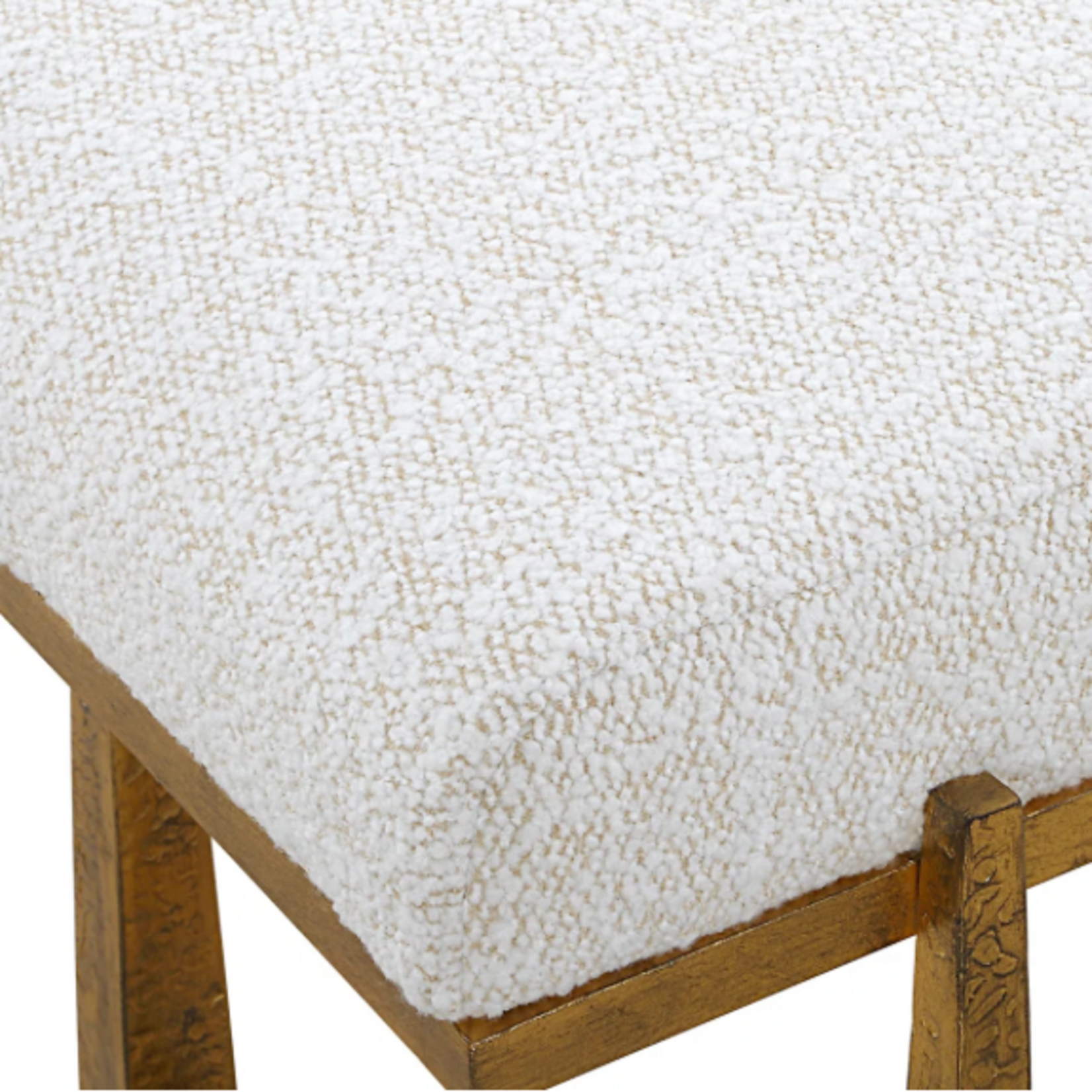 Outside The Box 60"x18"x20" Midas White Upholstered Top & Antique Gold Bench