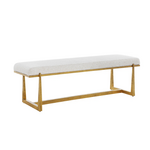 Outside The Box 60x18x20 Midas White Upholstered Top & Antique Gold Bench