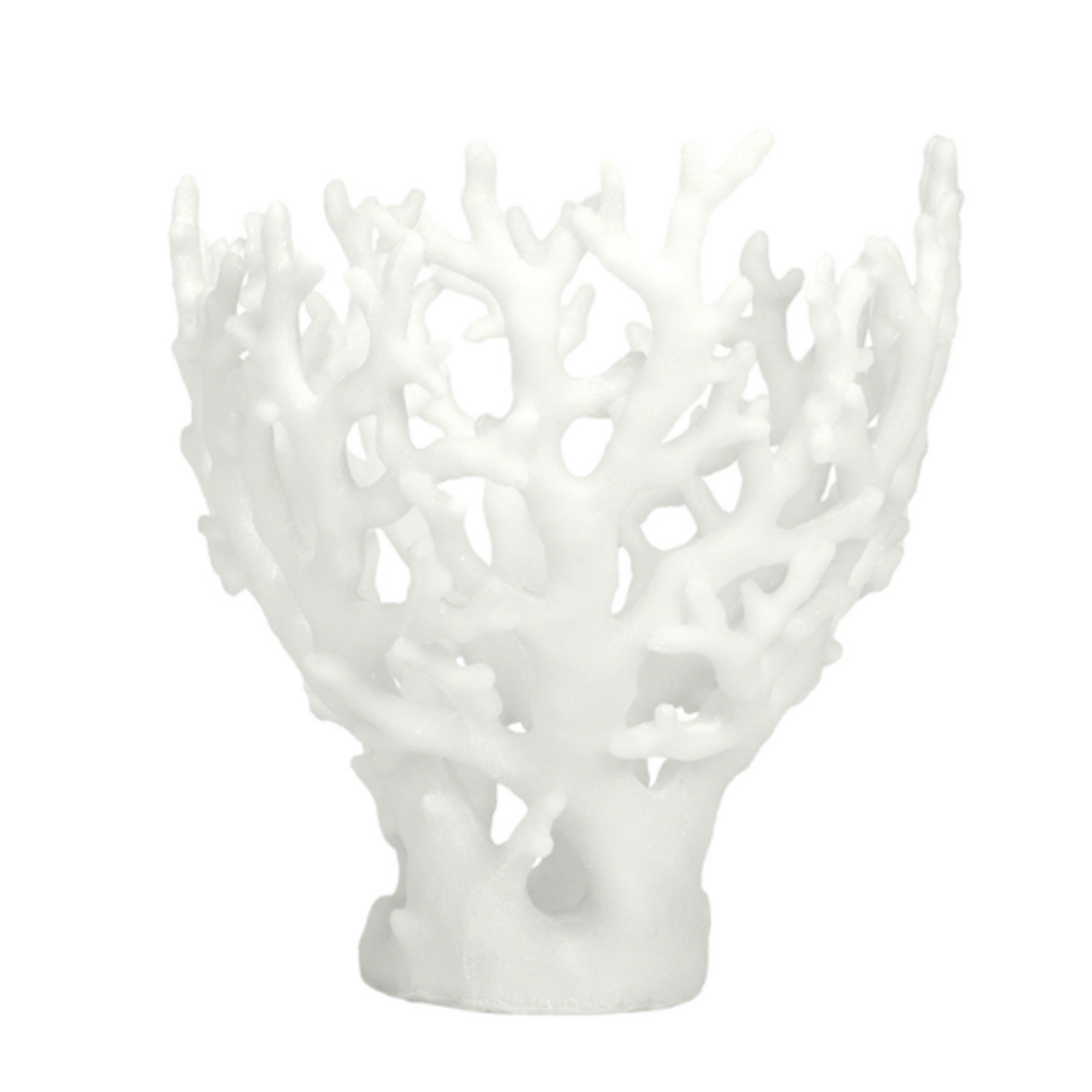 Outside The Box 15" Acton Coral White Poly-Resin Sculpture Vase