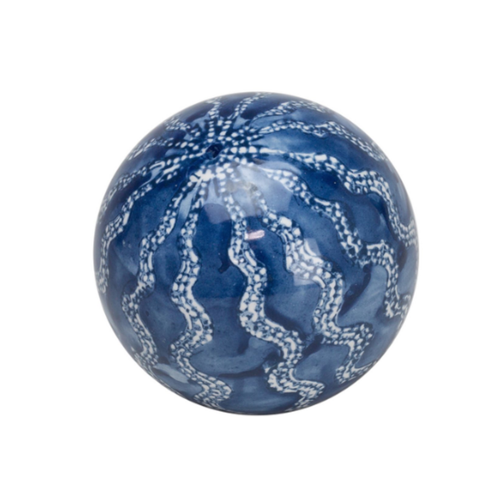Outside The Box 4' Barrett White & Blue Ceramic Decorative Orb Spheres - EACH SOLD SEPARATELY