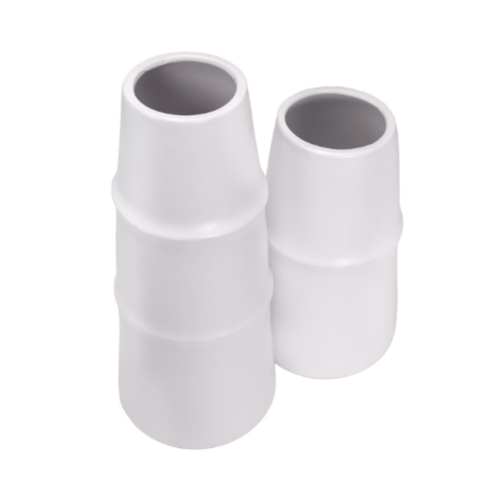 Outside The Box 19" & 14" Set Of 2 Fiona White Ceramic Vases