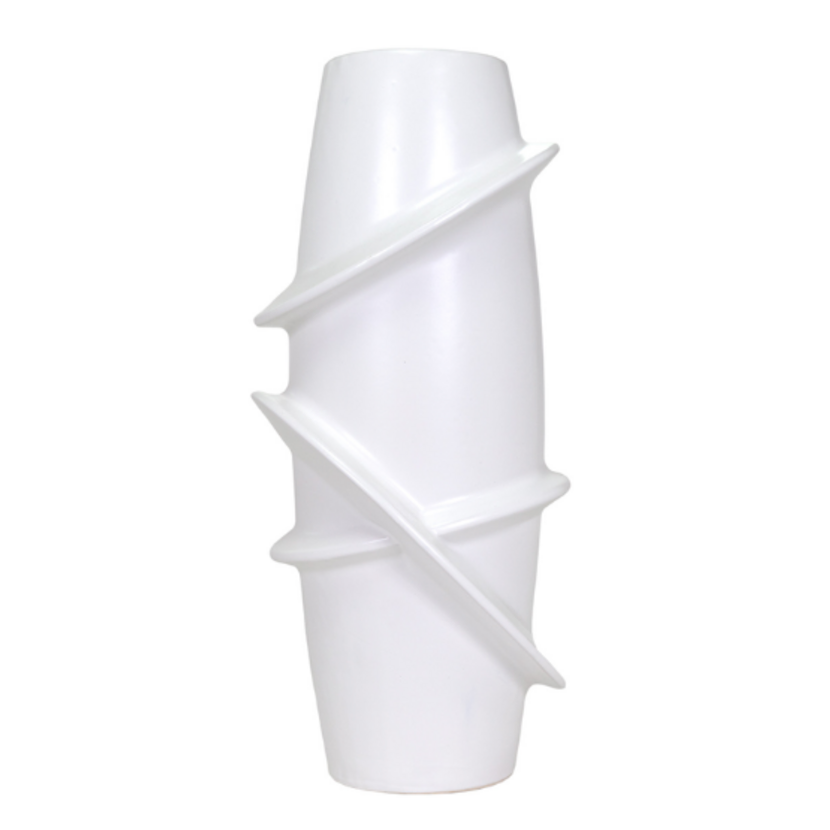 Outside The Box 21" Cha Cha White Stoneware Orbital Vase