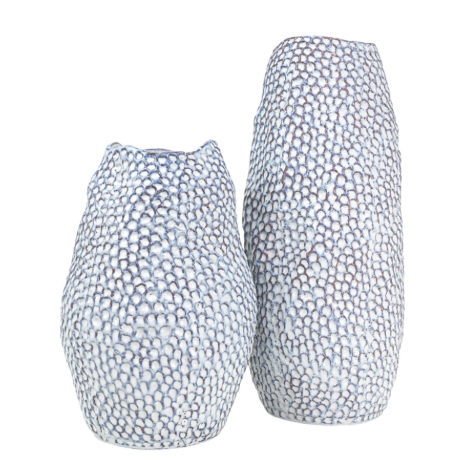 Outside The Box 14" Kaleri Blue & White Stoneware Textured Vase