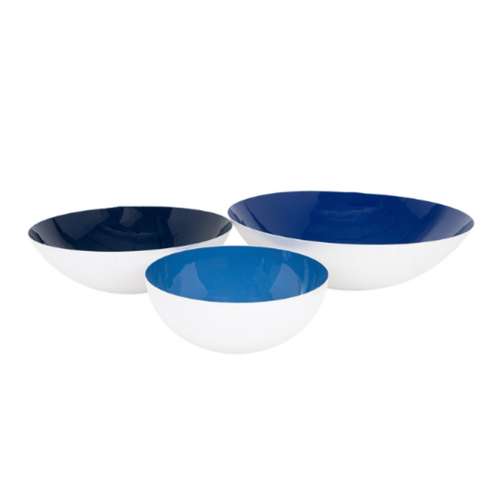 Outside The Box 20", 17" & 12" Set Of 3 Devon Blues & White Iron Bowls