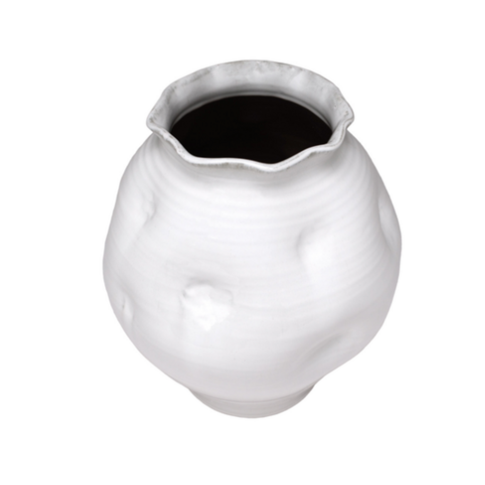 Outside The Box 14" Ainsley Matte White Terracotta Dimpled Vase