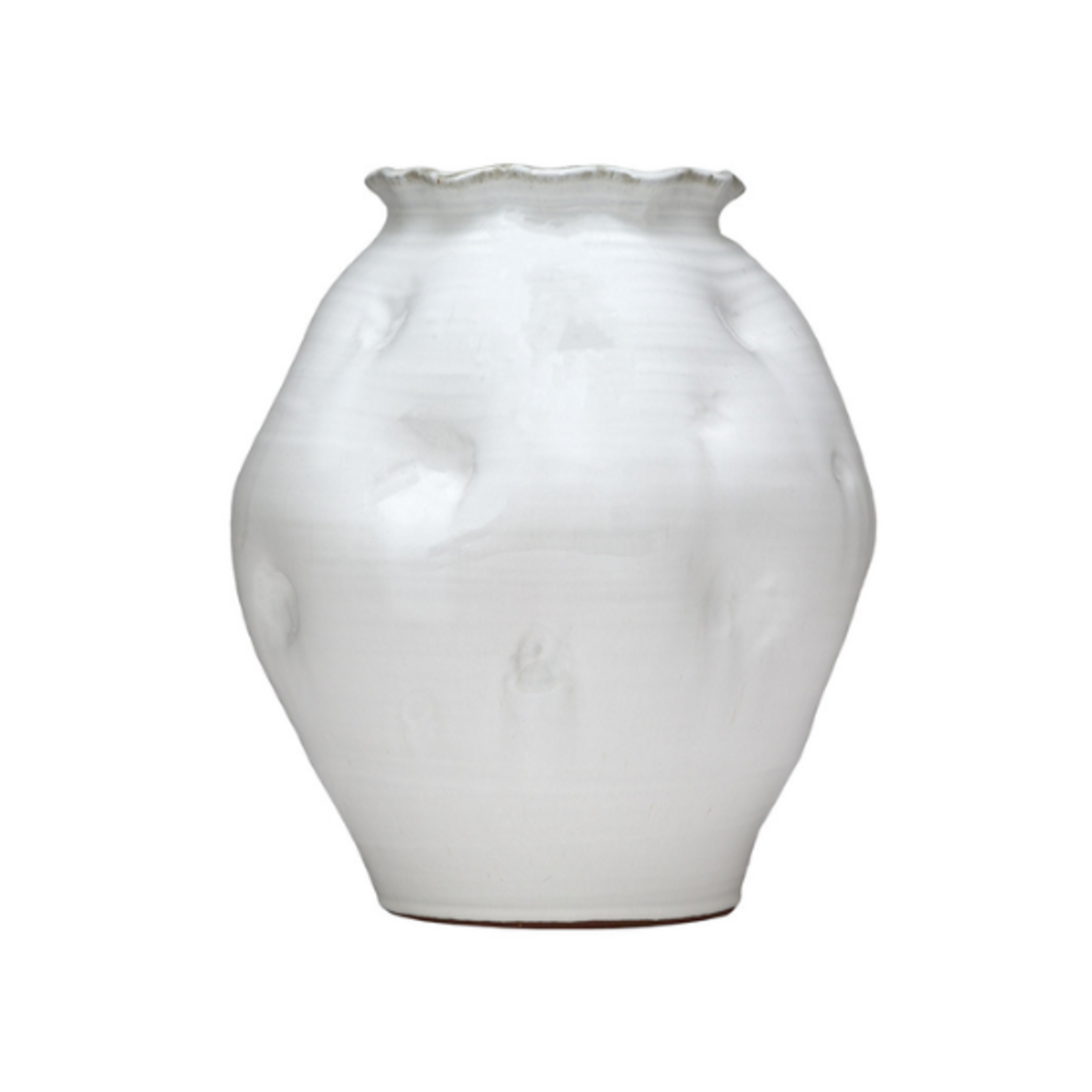 Outside The Box 14" Ainsley Matte White Terracotta Dimpled Vase