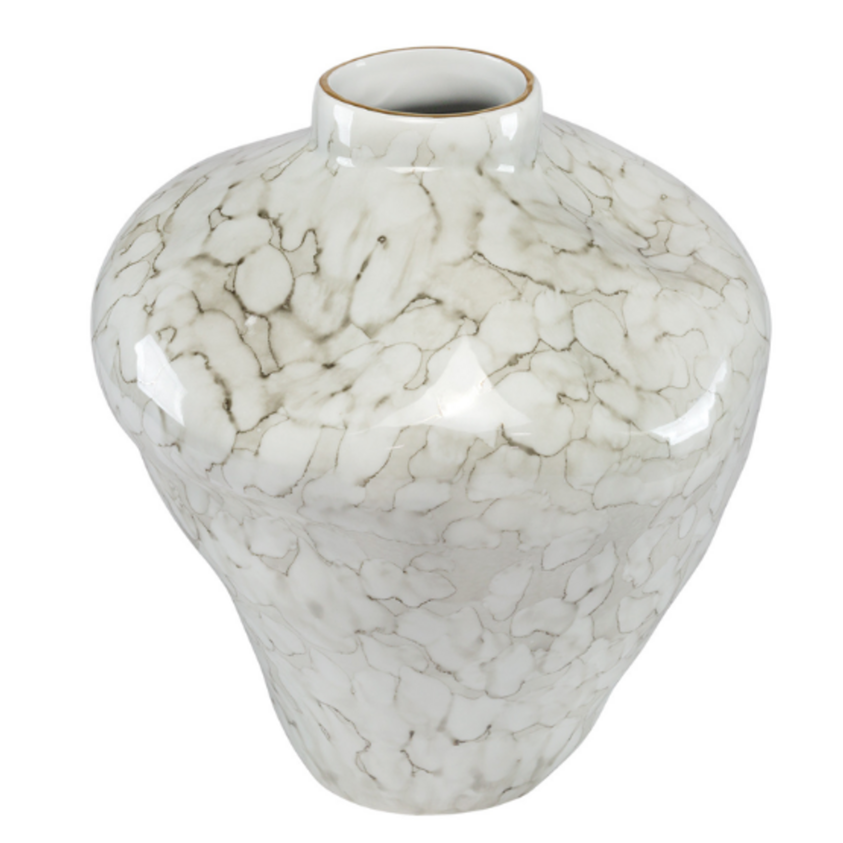 Outside The Box 17" Franchelo White & Beige Marbling Porcelain Vase