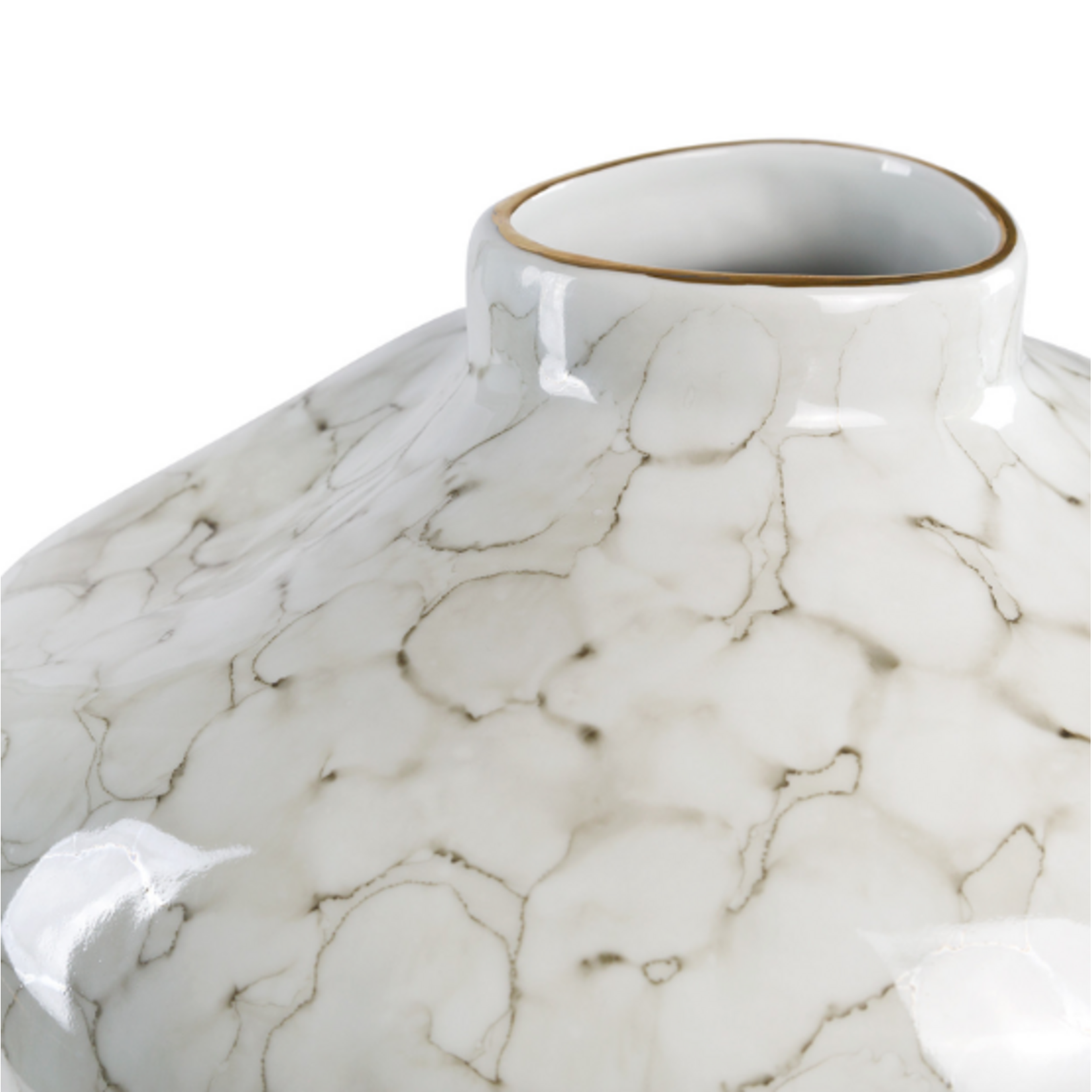 Outside The Box 17" Franchelo White & Beige Marbling Porcelain Vase