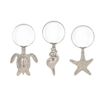 Outside The Box 7" Coastal Silver Icons Magnifying Glass - SOLD SEPARATELY