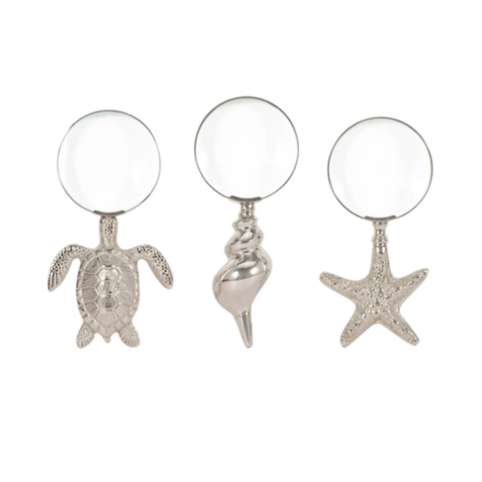 Outside The Box 7" Coastal Silver Icons Magnifying Glass - SOLD SEPARATELY