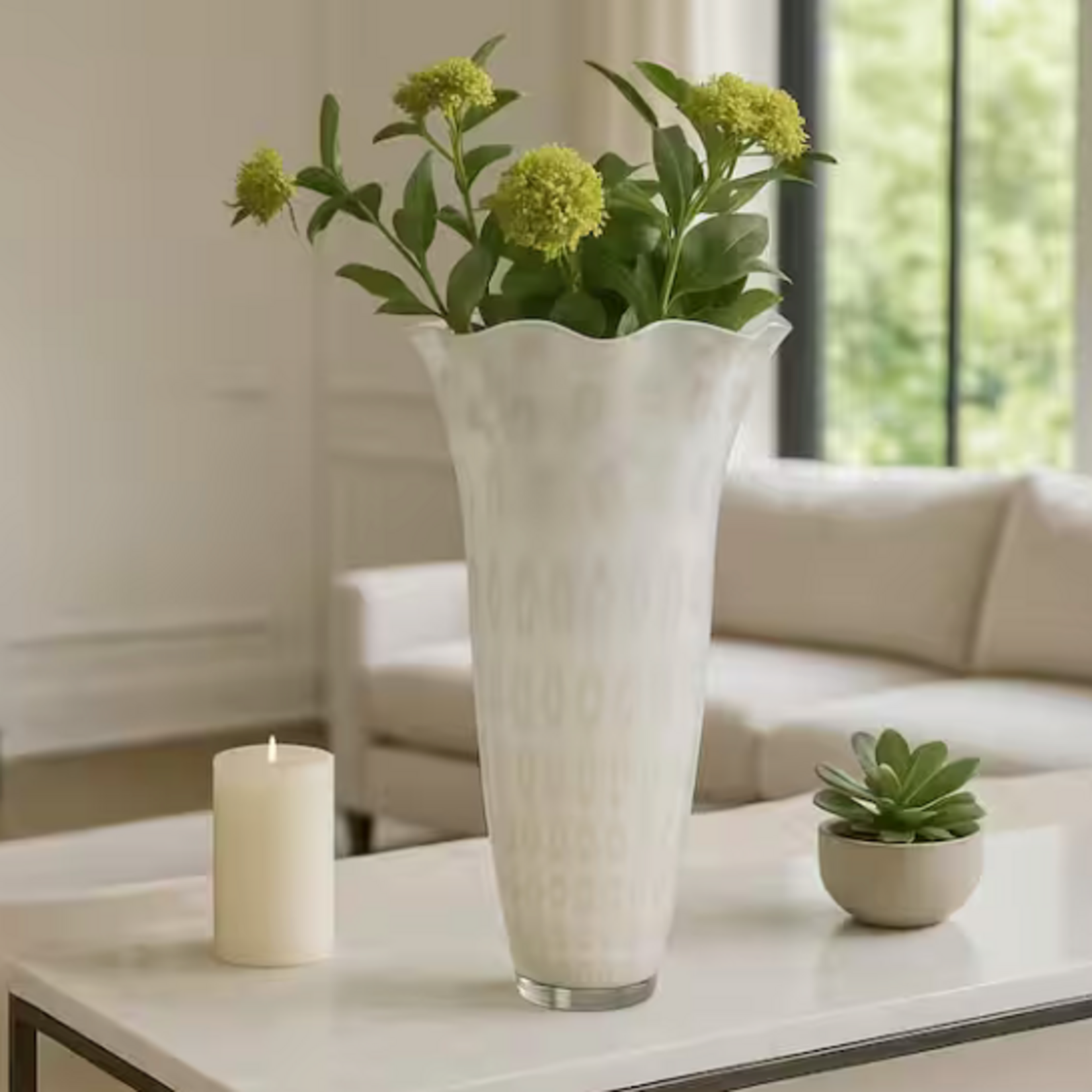 Outside The Box 20" Meira Ivory Bouquet Glass Vase