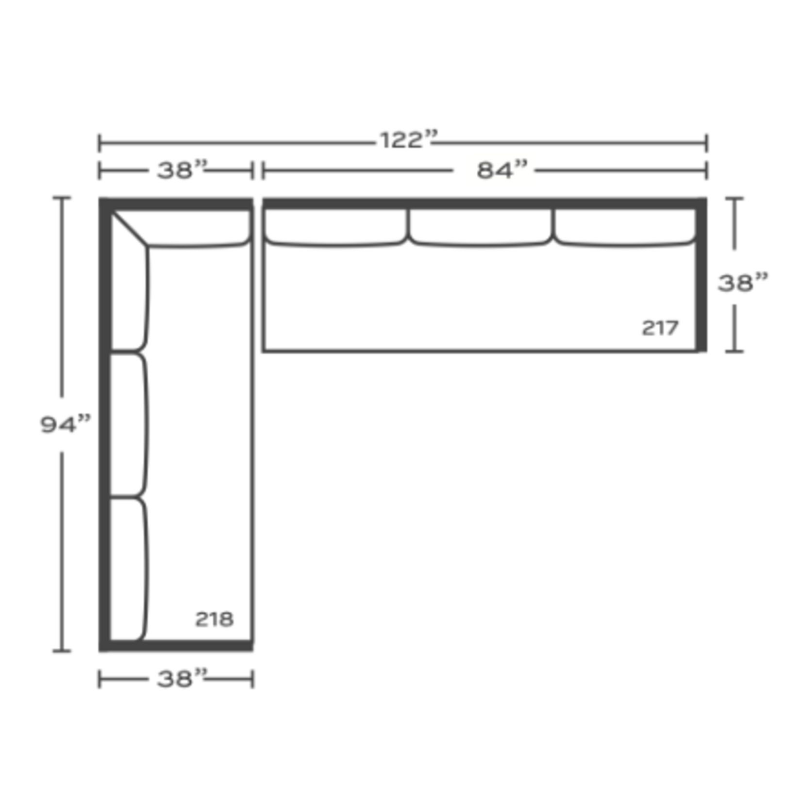 Outside The Box 122L x 94R  Boden Nomad Snow Kid Proof Crypton Performance Cloud Upholstered L-Shape Sofa 102CR-19 (Z)