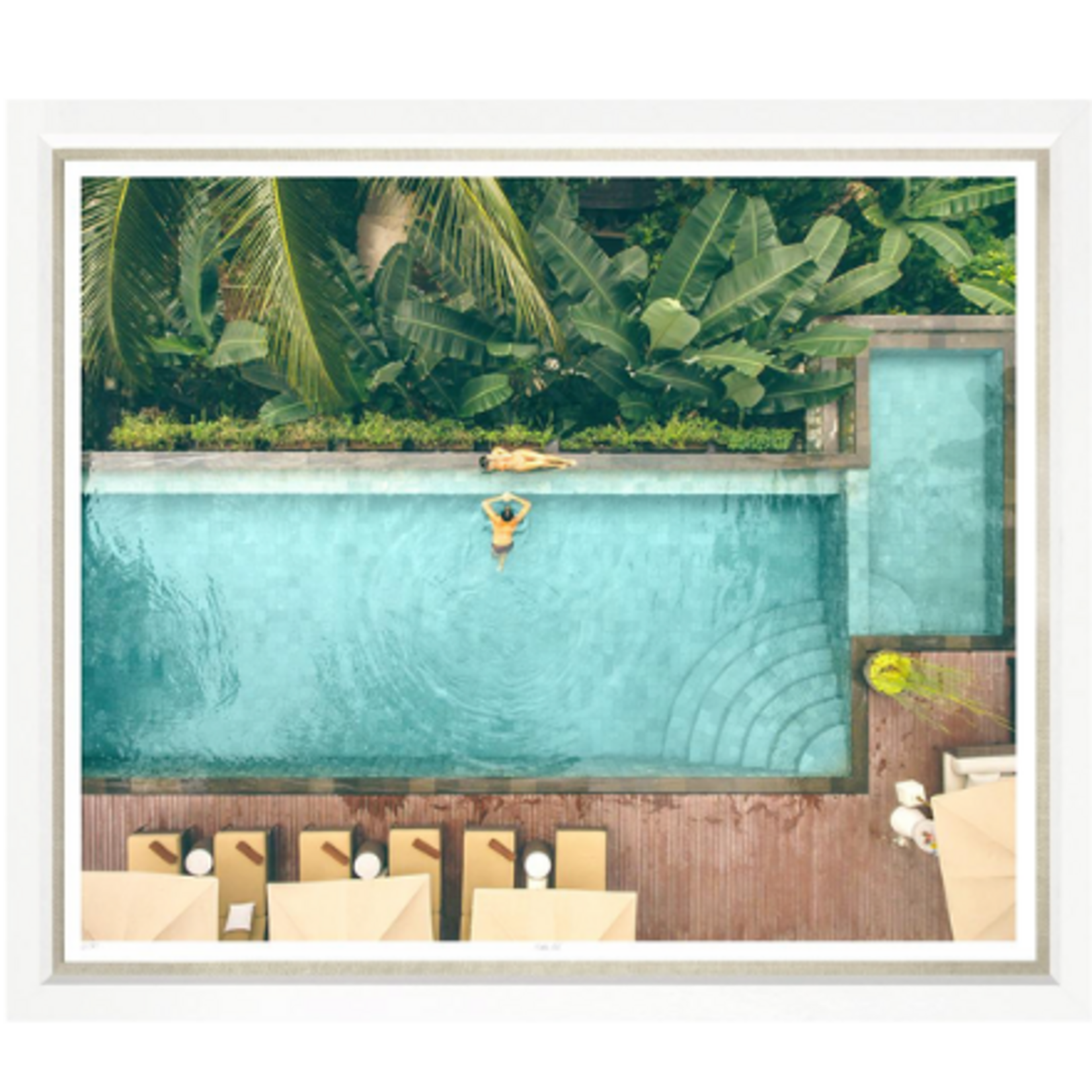Outside The Box 50x43 Trowbridge Hidden Pool Art White Frame With Linen Slip