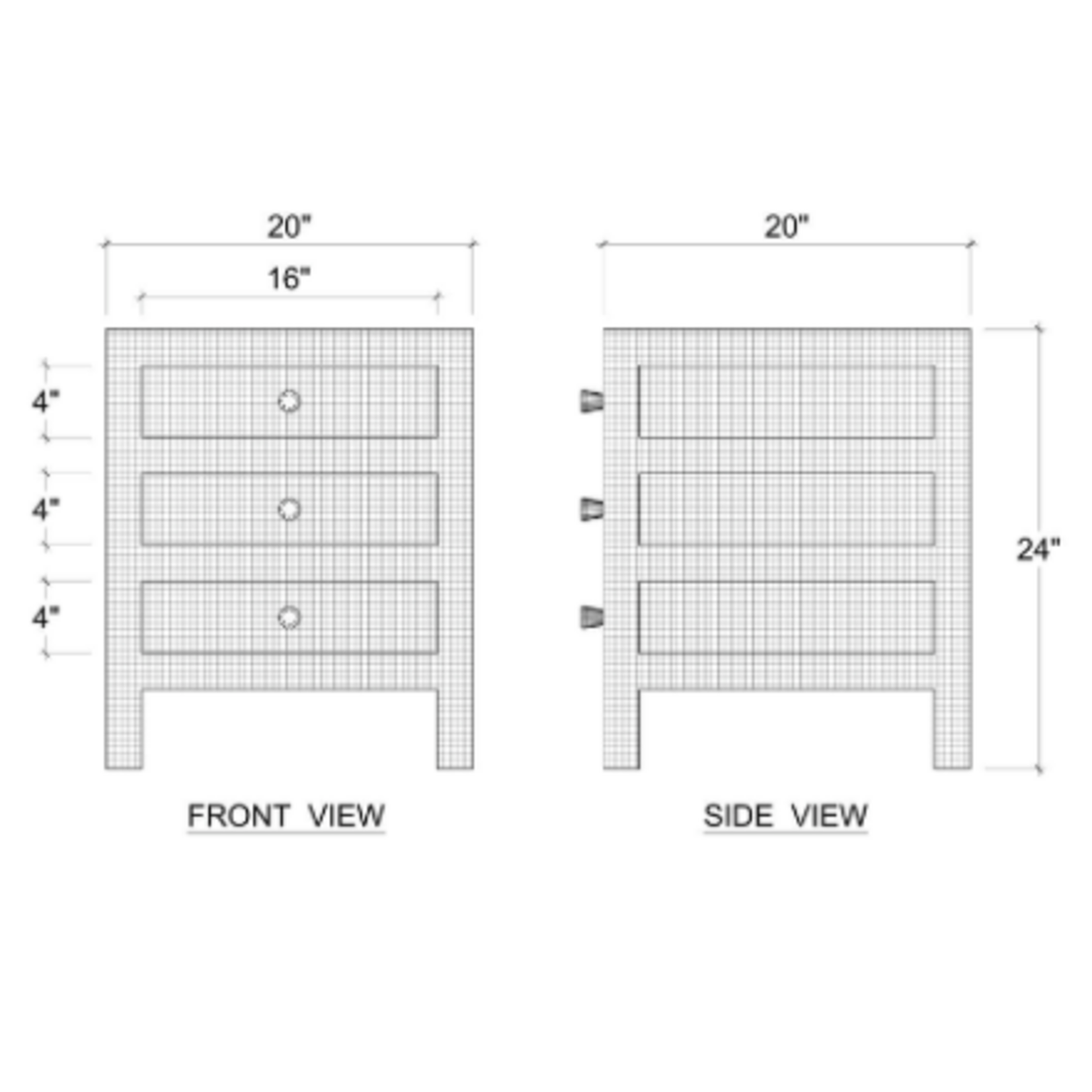 Outside The Box 20x20x24 Set Of 2 Kagu Raffia Wrapped Mahogany 3 Drawer Nightstands In Pale Blue - RFPB