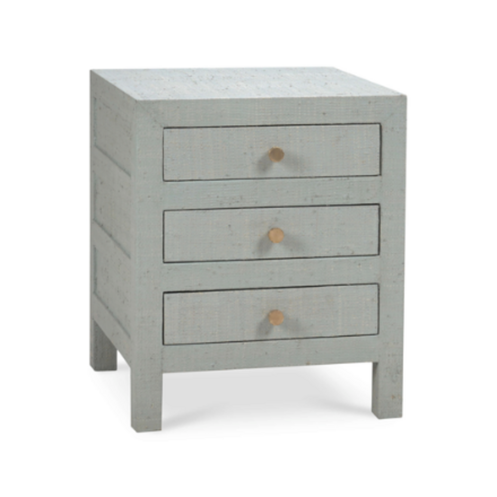Outside The Box 20x20x24 Set Of 2 Kagu Raffia Wrapped Mahogany 3 Drawer Nightstands In Pale Blue - RFPB