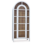 Outside The Box 93x18x39 Vannes Solid Mahogany Glass Shelves & Door Cabinet In Architectural White - HRW SNB