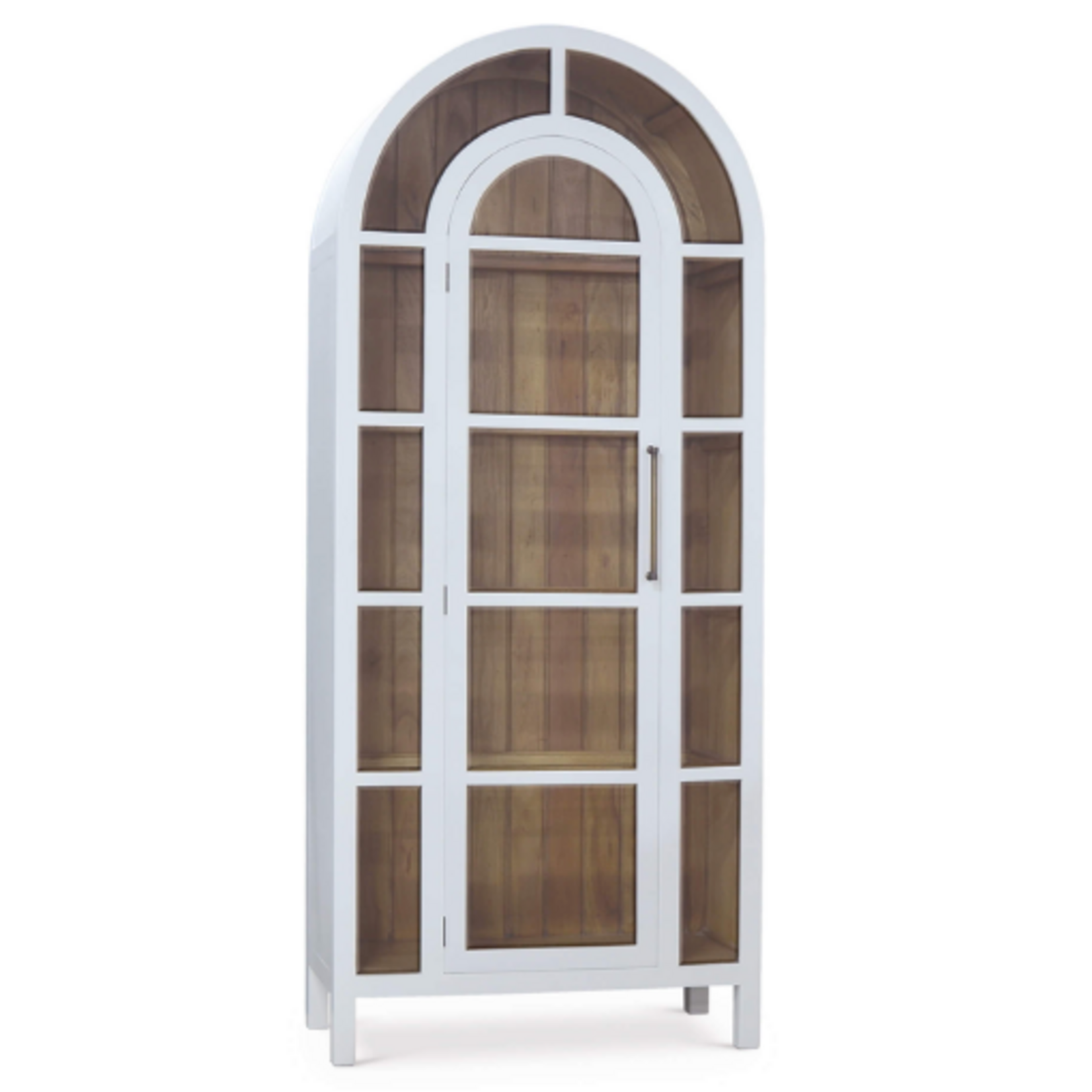 Outside The Box 93x18x39 Vannes Solid Mahogany Glass Shelves & Door Cabinet In Architectural White - HRW SNB