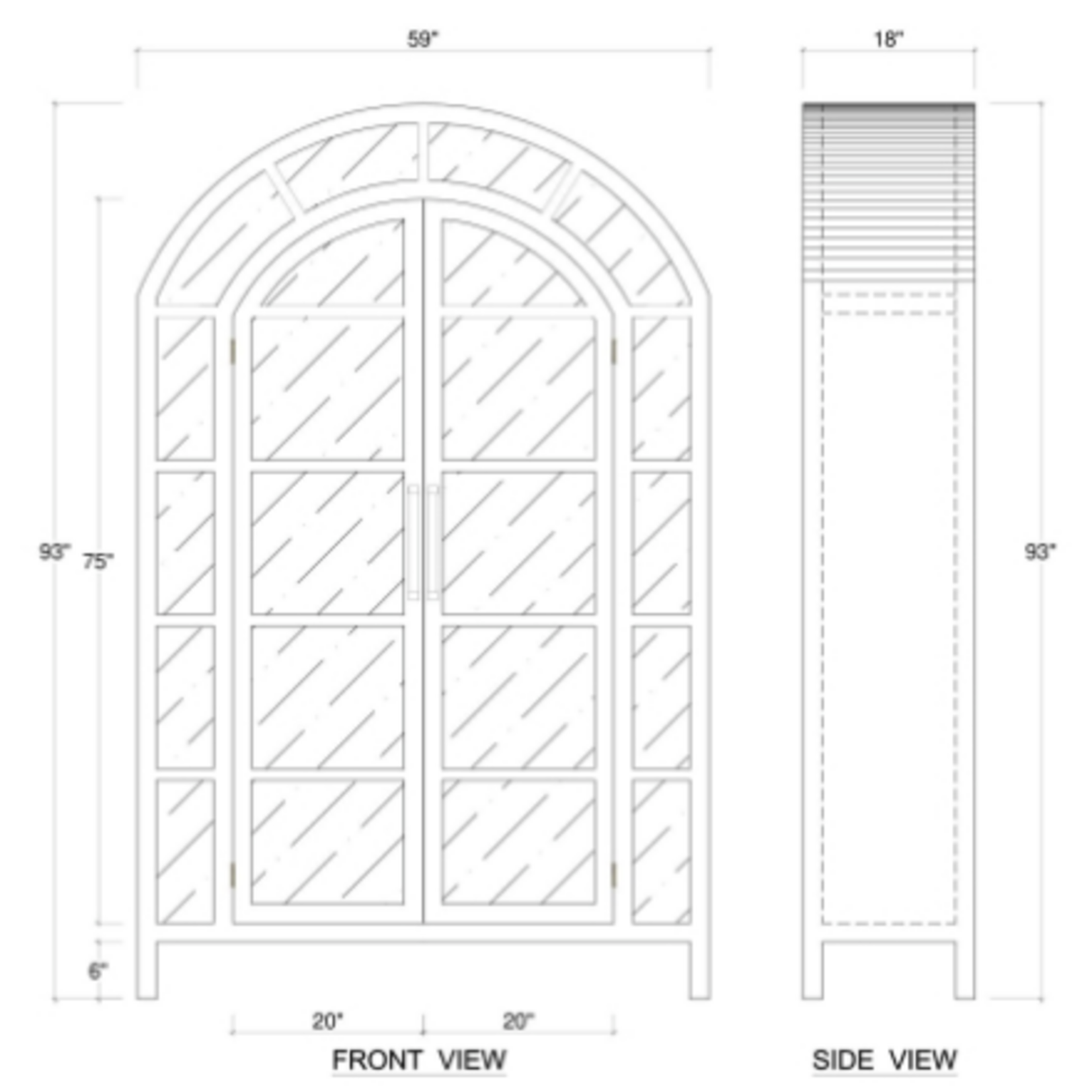 Outside The Box 93x18x59 Vannes Solid Mahogany Glass Shelves & 2 Door Cabinet  In Architectural White - HRW SNB
