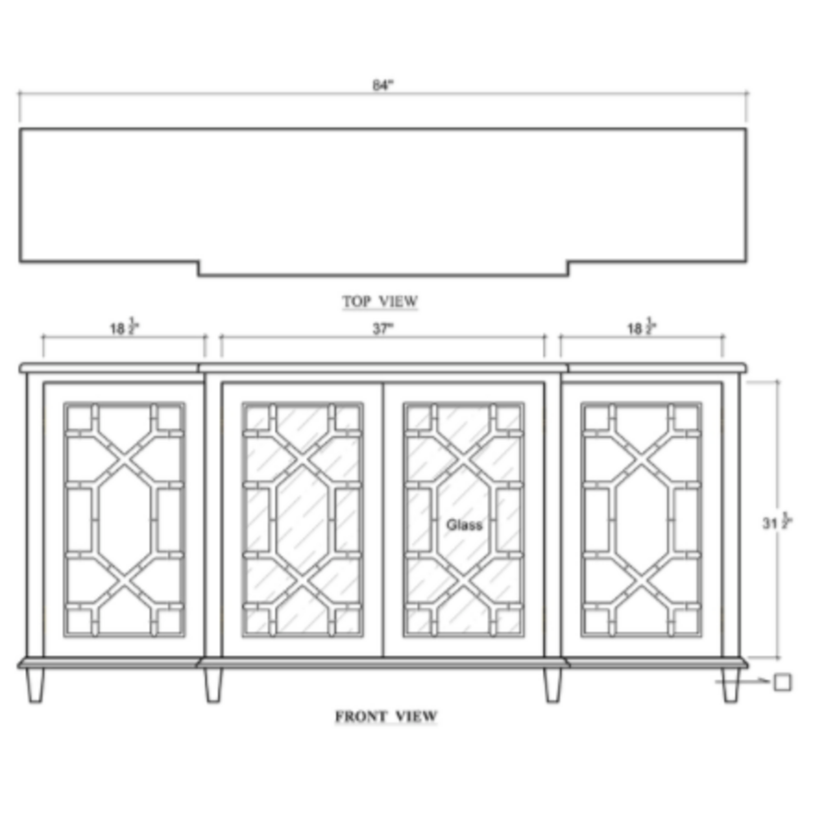 Outside The Box 84x17x39 Grosvenor Solid Mahogany Credenza In Architectural White - HRW