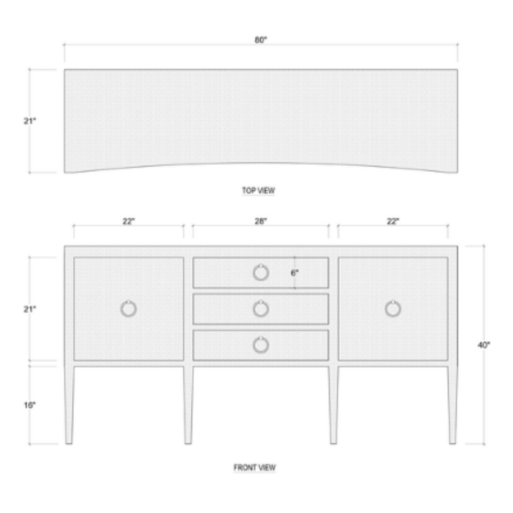 Outside The Box 80x21x40 Westminster Concave Linen Wrapped Sideboard In Putty - FPUT