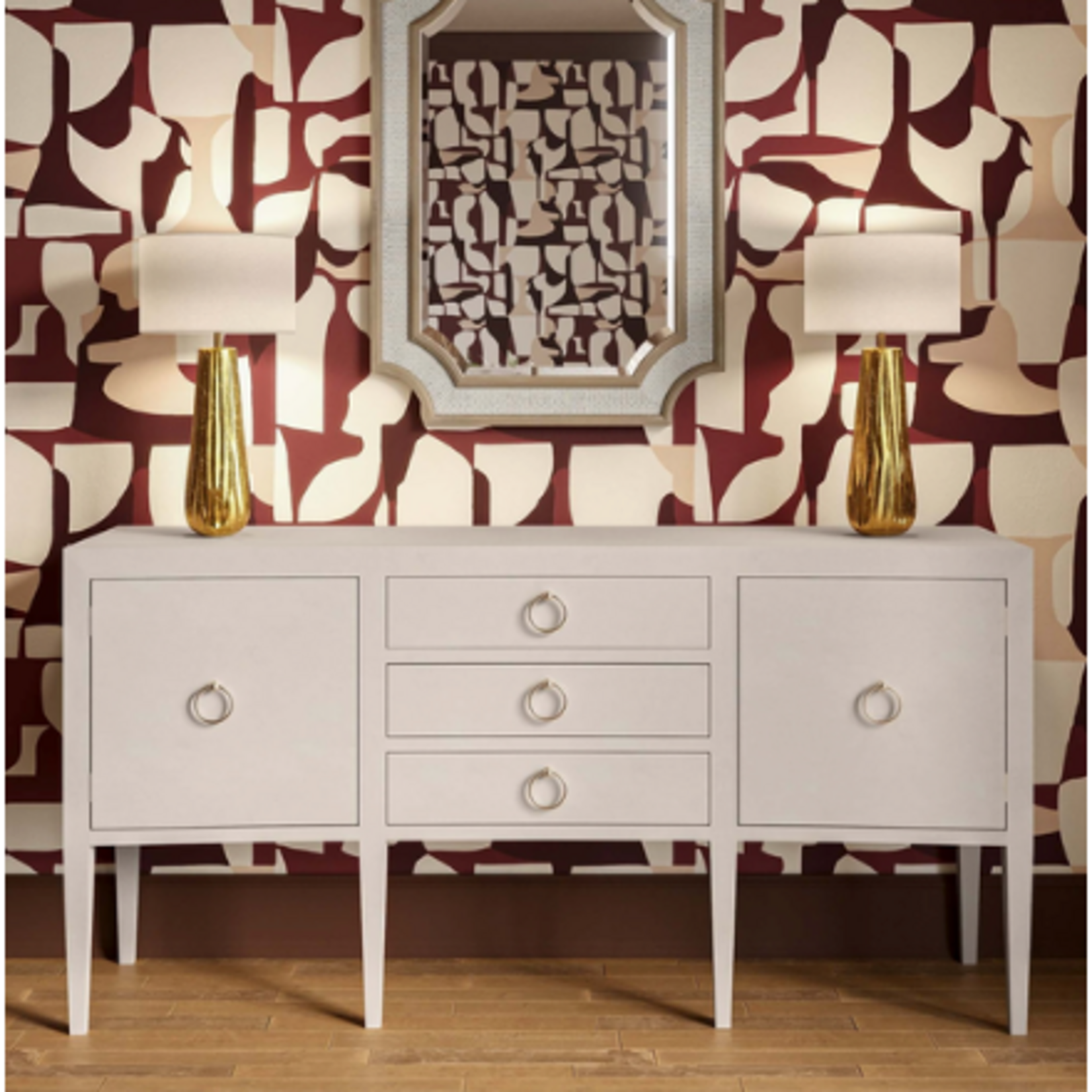 Outside The Box 80x21x40 Westminster Concave Linen Wrapped Sideboard In Putty - FPUT
