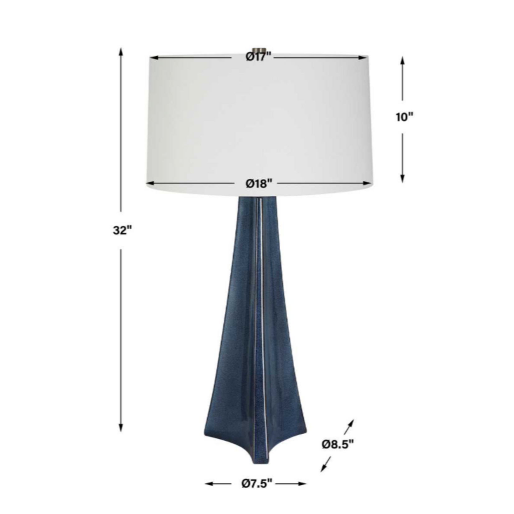 Outside The Box 32" Uttermost Teramo Dark Blue Glaze Ceramic Table Lamp