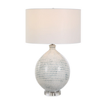 Outside The Box 27" Uttermost Clary White & Gray Striped Ceramic Table Lamp