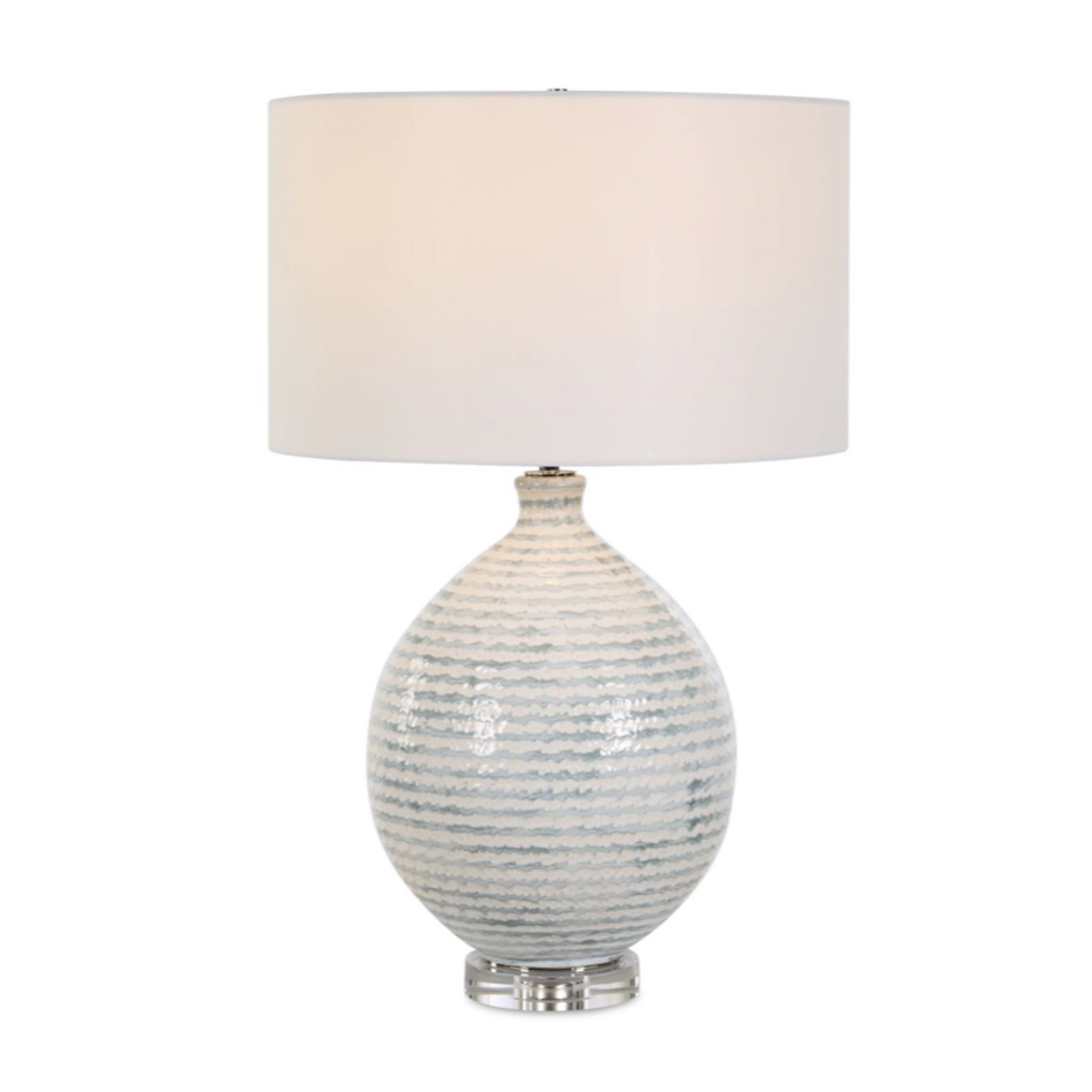 Outside The Box 27" Uttermost Clary White & Gray Striped Ceramic Table Lamp