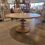 Outside The Box 60" Milano Solid Mahogany Pedestal Round Dining Table In Sandbar - SNB